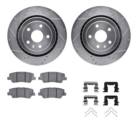 DYNAMIC FRICTION CO 7512-47048, Rotors-Drilled and Slotted-Silver w/ 5000 Advanced Brake Pads incl. Hardware, Zinc Coat 7512-47048